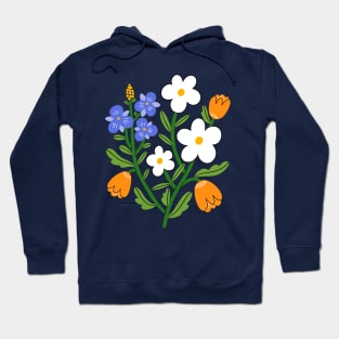 Pansy, daisy and tulip flower composition Hoodie